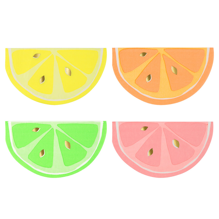 șervețele în formă de felii drăguţe de fructe: lămâie, portocală, grapefruit şi lime