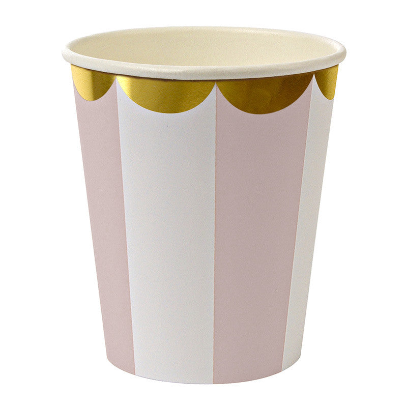 Pahare cu dungi roz pastel