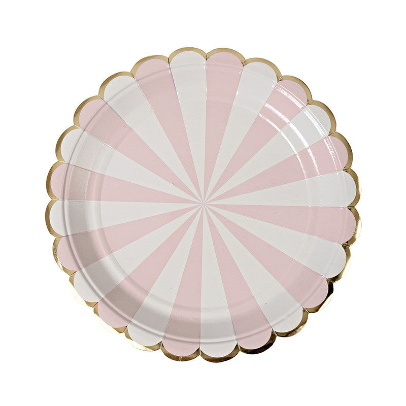 Set 8 farfurii – Dungi roz pastelat