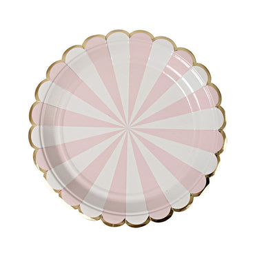 Set 8 farfurii – Dungi roz pastelat