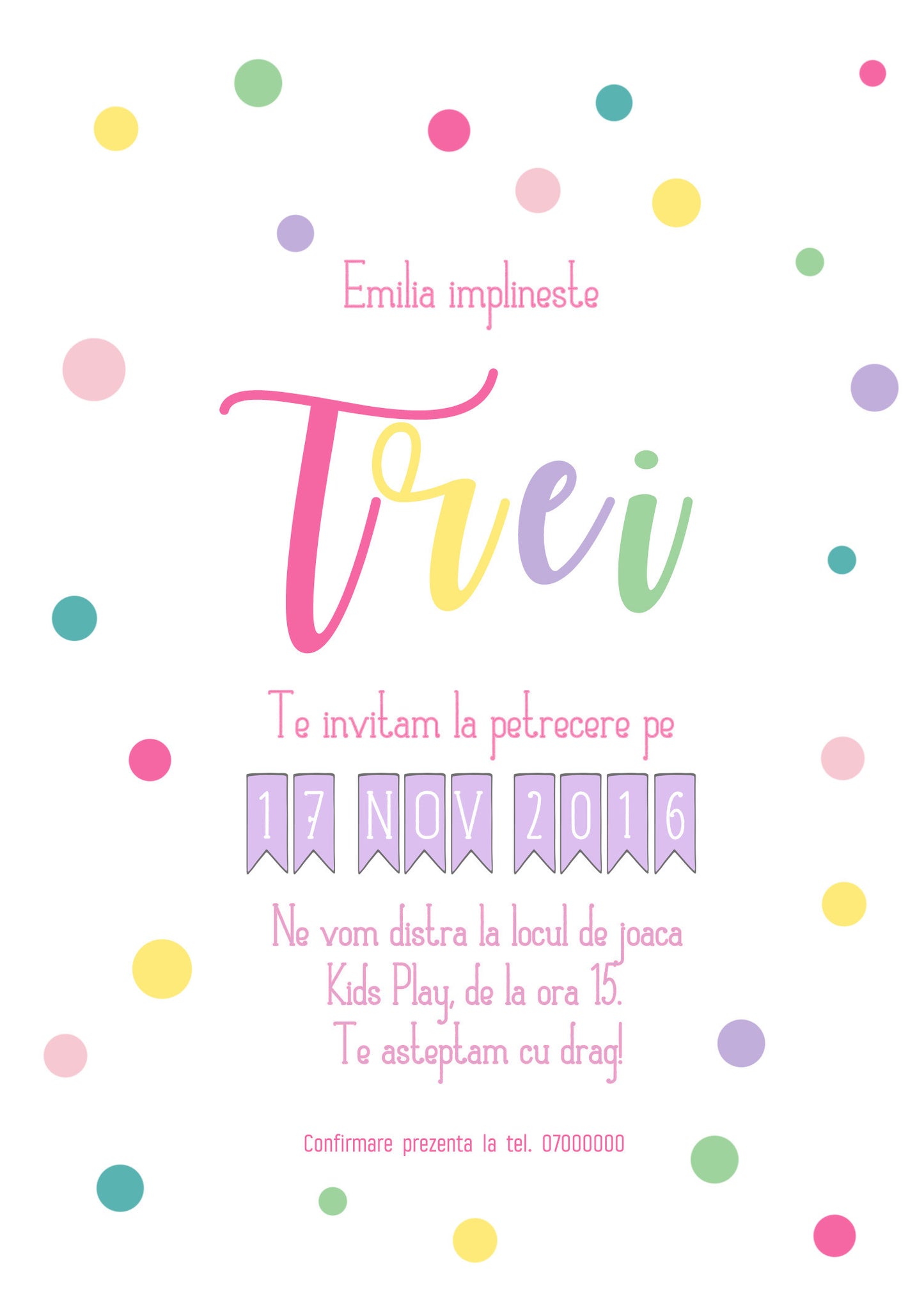 Set 10 invitatii buline vesele