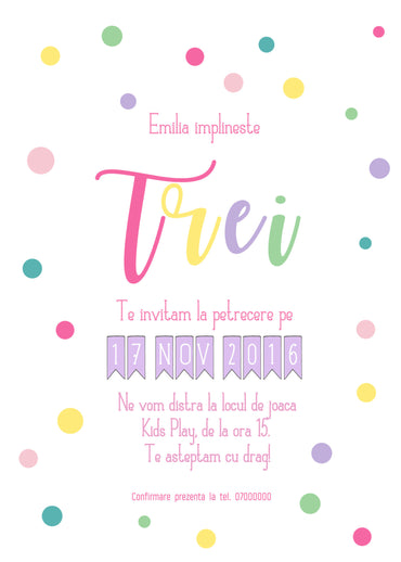 Set 10 invitatii buline vesele