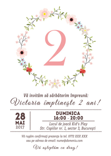 Set 10 invitatii model floral