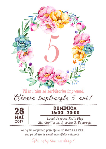 Set 10 invitatii flori