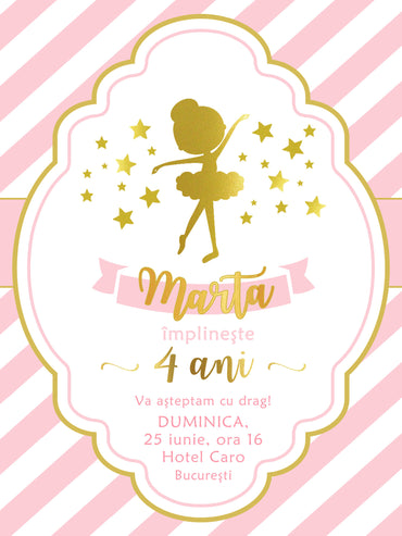 Set 10 invitatii balerina