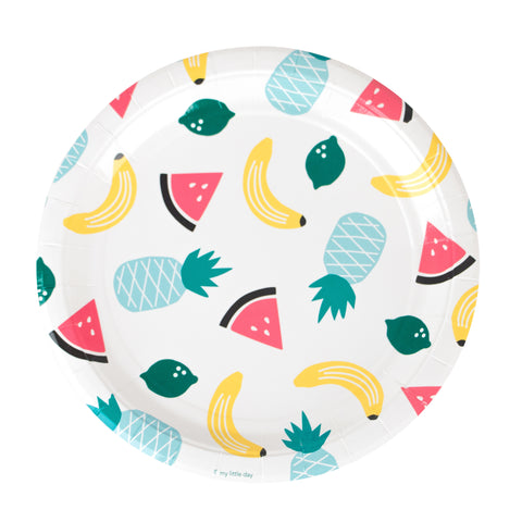 Farfurii fructe, banane, cactus, pepene