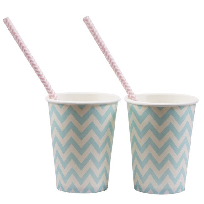 Pahare cu dungi chevron belu mint